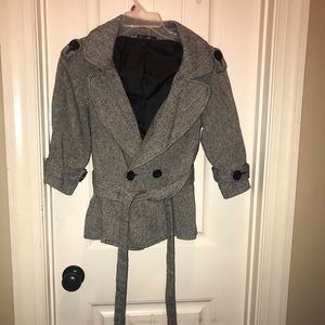 Belted cropped pea coat